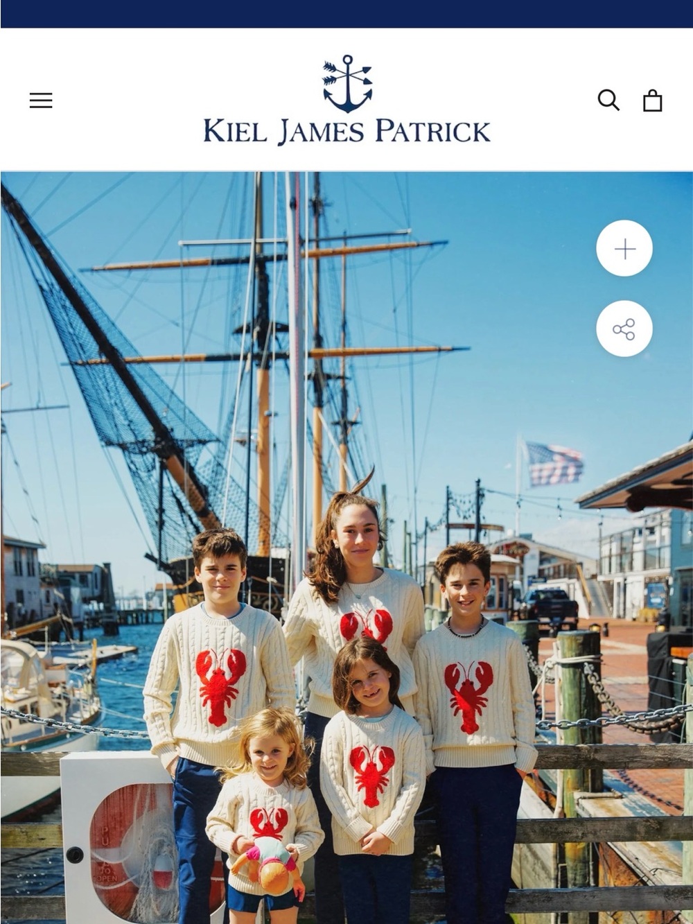 2T EUC Kiel James Patrick Cream Cable Knit Sweater with Red Lobster Graphic